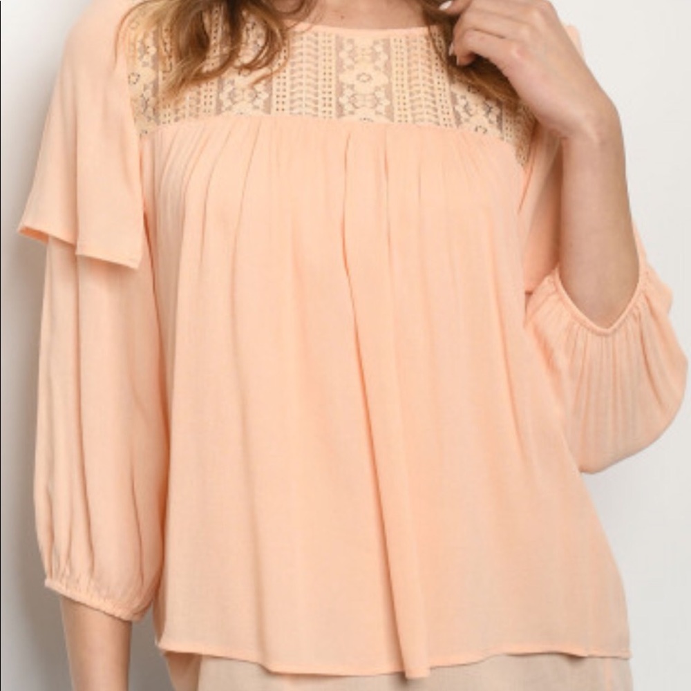 Peach ruffle top